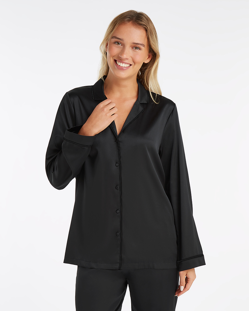 Soiré Noir Silk Pyjama Set